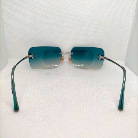 💯Auth Chanel 4017-D Swarovski Crystal Double C Sunglasses in TEAL! SUPER RARE!! - Picture 7 of 16